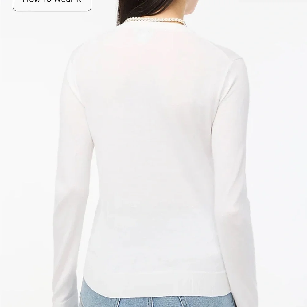 J crew Classic cotton cardigan sweater white